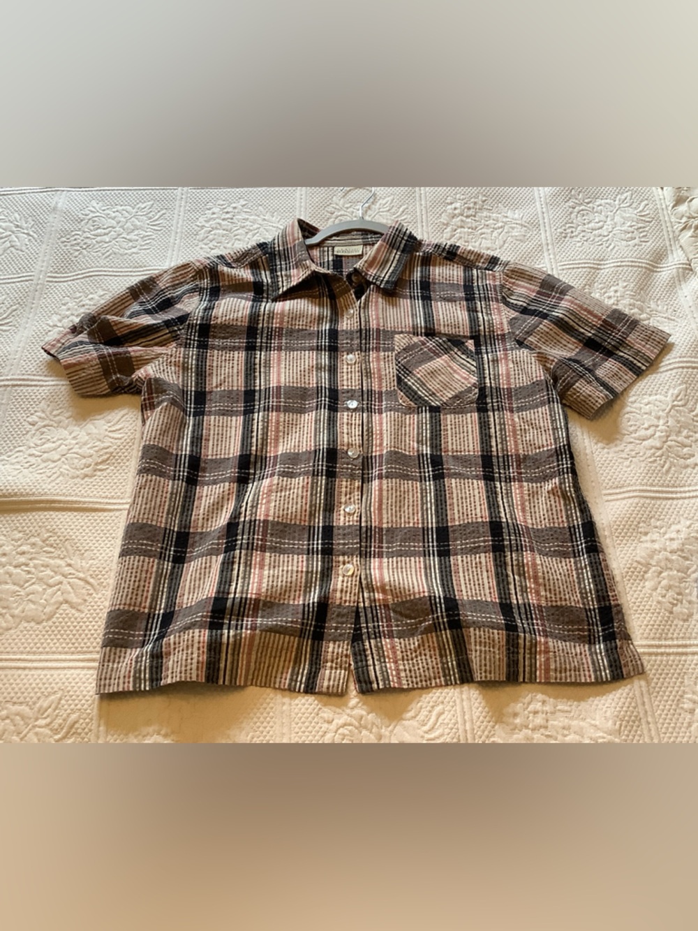Classic Elements Pink and Black Plaid Short-Sleeve Button-Down Shirt